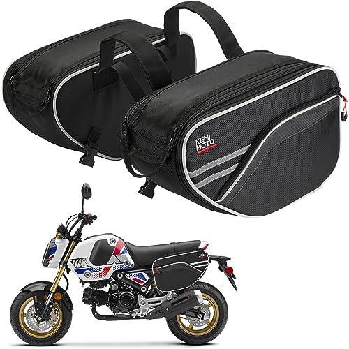 KEMIMOTO Motorcycle Saddlebags Waterproof 30L (15L*2) Compatible with Grom 2022+ Motorcycle Side Saddlebags Extendable Pannier Bag for Motorcycle Dirt Bike Dual Sport Motorcross Motorbike