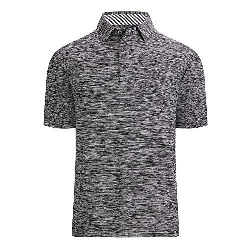 Alex Vando Mens Golf Shirt Moisture Wicking Quick-Dry Short Sleeve Casual Polo Shirts for Men,Black,XL