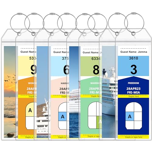 SEAVILIA 8 Pack Cruise Luggage Tag Holder 2024 for Royal Caribbean and Celebrity Cruise Essentials - Clear