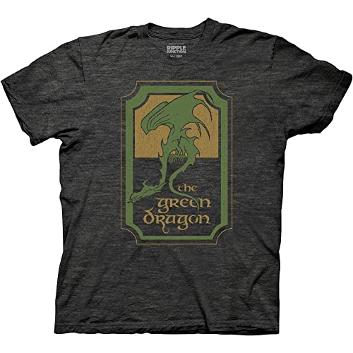 The Lord of The Rings Green Dragon Adult Unisex Crew Neck T-Shirt 2XL Heather Charcoal