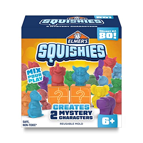Elmer’s Squishies Kids’ Activity Kit, DIY Squishy Toy Kit Creates 2 Mystery Characters, Kids Crafts and Art Supplies Christmas Gift for Kids, 12 Piece Kit