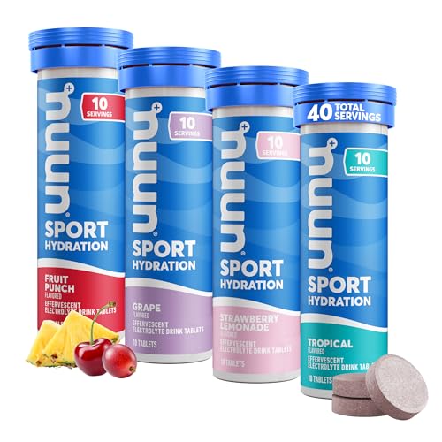 Nuun Sport: Electrolyte Drink Tablets, Juice Box Mixed Box, 4 Tubes (40 Servings), 10 Count (Pack of 4)