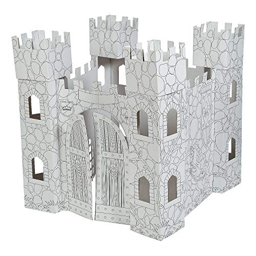 Cardboard Castle Playhouse - Folds for Easy Storage - Color Your Own Toy for Kids Creativity and Play