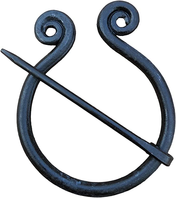 Fibula Brooch with Spiraled Ends Medieval Apron Buckle Clasp Cloak Badge Viking Knotted Iron Cloak Pin, Scarf Pin, Penannular Brooch Halloween Party Cosplay Costume