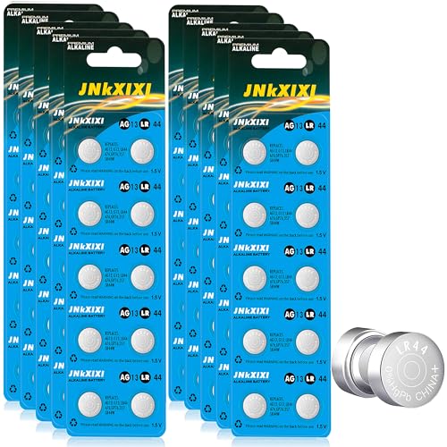 JNKXIXI 100 Pack LR44 AG13 357 Battery 1.5V SR44 A76 GP76 Lr 44b L1154c 303 ornament batteries Button Coin Cell Batteries