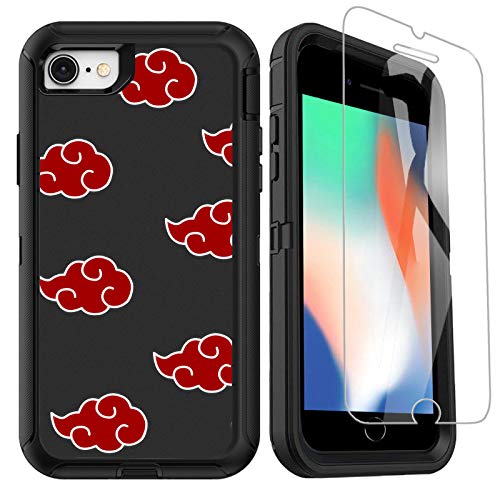 OTTARTAKS iPhone SE 2022 2020 Case with Screen Protector, Anime iPhone 7 8 Case for Boys Men Cool Design, Full Body Heavy Duty Shockproof Protective Case for iPhone SE 3rd/2nd/7/8/6/6s, Red Cloud