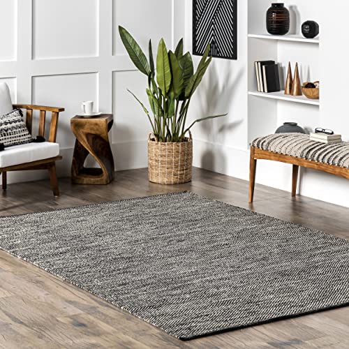 nuLOOM Alessi Solid Farmhouse Cotton Area Rug, 6x9, Grey