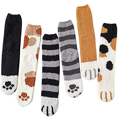 6 Pairs Womens Fuzzy Christmas Socks Winter Cozy Soft Fluffy Cute Animal Warm Slipper Socks Gifts,6 Pairs Animal G