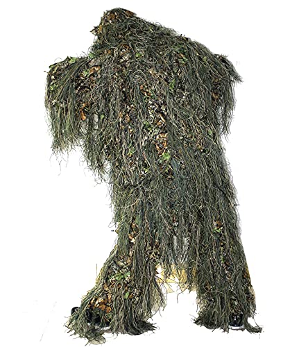 Ghillie Suit,Hunting Woodland 3D Bionic Leaf Disguise Uniform,Camouflage Suits Set,Camouflage,M