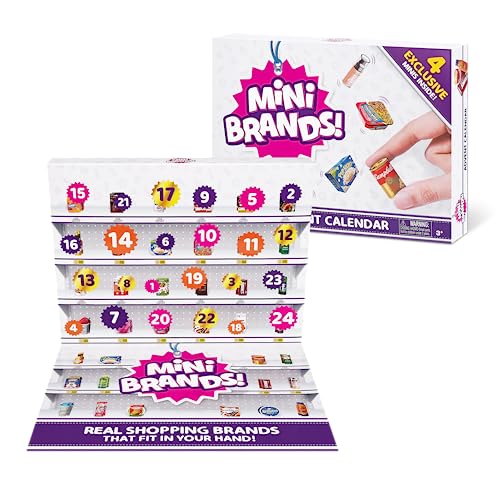 Mini Brands Advent Calendar by ZURU Mini Brands Limited Edition Advent Calendar with 4 Exclusive Minis, Mystery Collectibles Toys Comes with 24 Minis (Multi color)