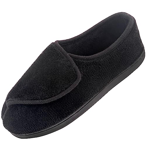 Git-up Women Diabetic Slippers Arthritis Edema Memory Foam Closed Toed Slippers, Black, 10 D(M) US