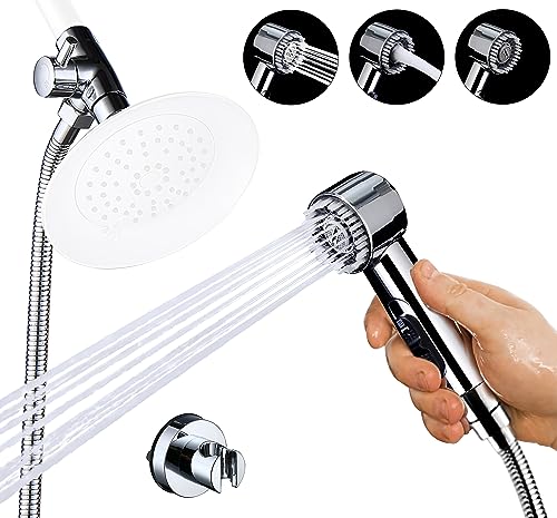 Dog Shower Attachment for Pet Bathing and Washing, High Pressure 3 Mode Handheld Sprayer with ON/OFF Switch, Metal Diverter, 100 Inches Stainless Steel Hose, No Drill Hook