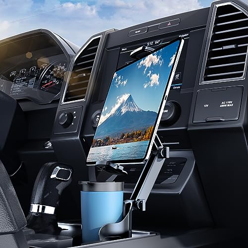 Cup Holder Tablet Mount for iPad: Car Cup Holder Tablet Stand with Adjustable Arm for Truck Compatible with iPad Pro Air Mini | Galaxy Tab | Kindle Fire HD or Other 4.7-12.9' Devices