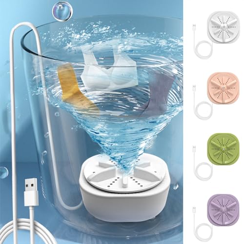 Generic Portable Washing Machine, Mini Washing Machine, 3 In1 Washer Machine for Clothes, Jewelry, Glasses, Deep Cleaning Mini Washer Convenient Travel Home Business Travel USB,White
