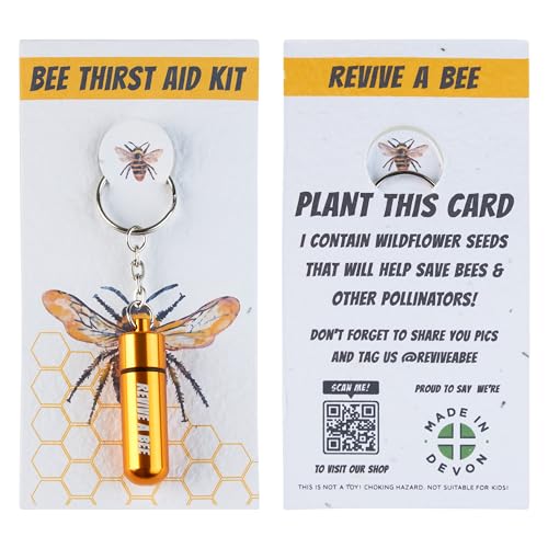 Gold Bee Revival Kit - Keyring with Sugar Syrup and Seed Paper to help Revive a Bee