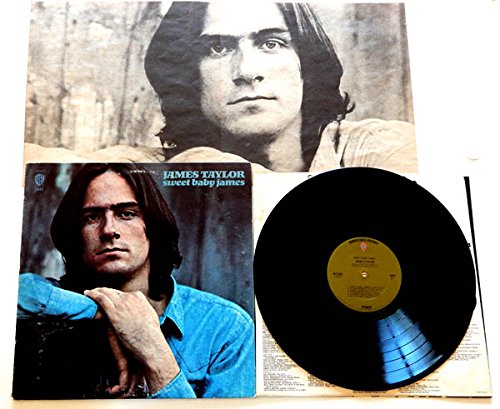James Taylor LP Sweet Baby James - Warner Brothers Records 1970 - 1970 Green Label w/ 'THAT'S ALL FOLKS' and Lyrics Poster