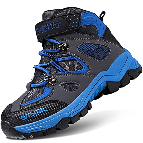Littleplum Boys Snow Boots Winter Waterproof Antiskid Boots Hiking Outdoor Shoes for Kids(Toddler/Little Kid/Big Kid) Black Blue Big Kid Size 7