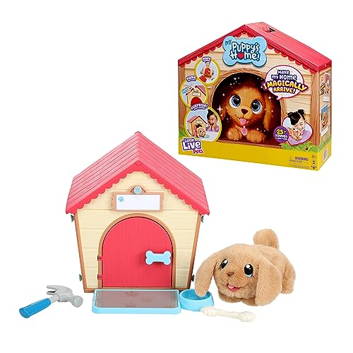 Little Live Pets - My Puppy's Home Interactive Plush Toy Puppy & Kennel. 25+ Sounds & Reactions. Make The Kennel, Name Your Puppy and Surprise! Puppy Appears! Gifts for Kids, Ages 5+