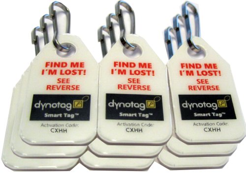 Dynotag Web Enabled Smart Micro Zipper Tags with DynoIQ & Lifetime Recovery Service. 9 (3x3strip)+SnapHooks