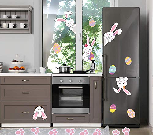 Large Easter Window Stickers Easter Window Decorations, Bunny Footprints Easter Window Clings, Spring Decorations for Window, Easter Window Clings Stickers for Glass Windows by MISS FANTASY