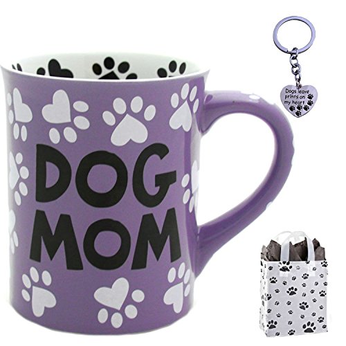 Dog Mom Coffee Mug, Paw Print Keychain & Bag - Multi-Pack Dog Lovers Gift Set