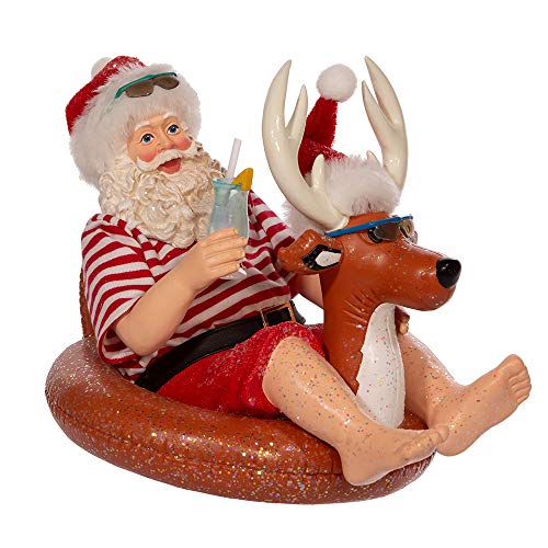 Kurt S. Adler 7.5-Inch Fabriché Beach Santa in Deer Float