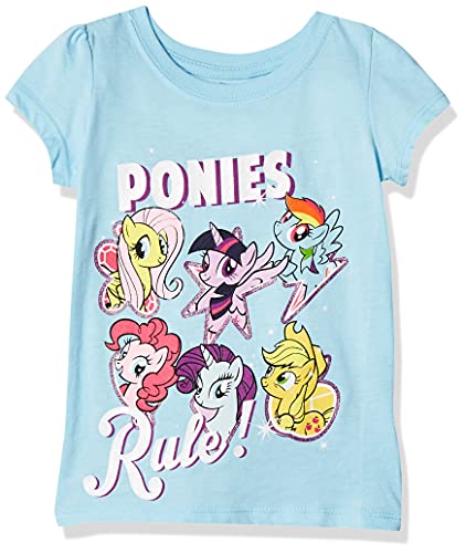 My Little Pony Toddler Girls Best Friends Forever Short Sleeve Puff Tee, Light Blue, 3T
