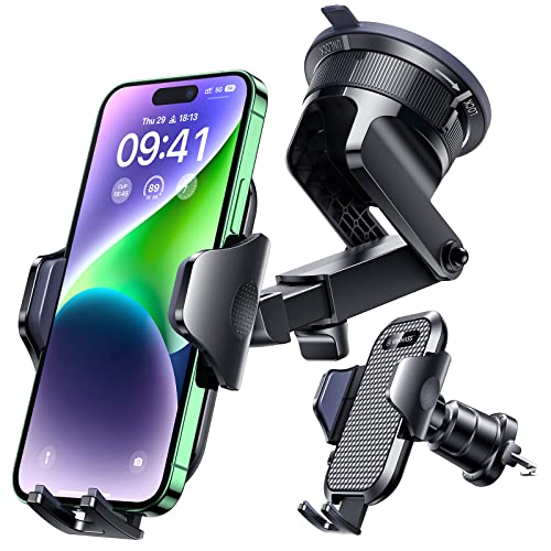 [True Military-Grade] Car Phone Holder VANMASS [2023 Strongest Suction & Clip] Cell Phone Mount for Dashboard Windshield Vent Truck Accessories Cradle Dash Stand for iPhone 15 Pro Max 14 13 12 Android