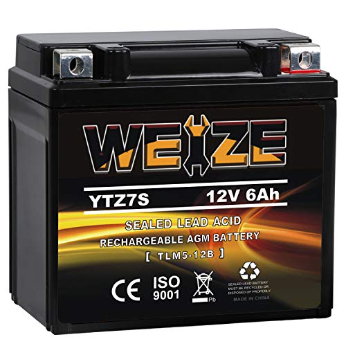 Weize YTZ7S-BS Sealed Maintenance Free AGM Battery Replacement YTZ7S Compatible with Honda TRX450ER TRX450R ATV Motorcycle Battieres