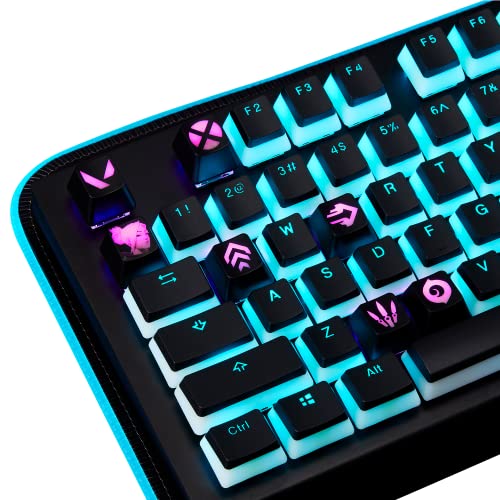 Valorant Custom Keycaps (Agent Breach) - Laser Engraved with Each Valorant Agent's Portrait, Skills, and Position. Fit with Any Mechanical Keyboard. Valorant Gift for Gamers, Adults, and Teens.