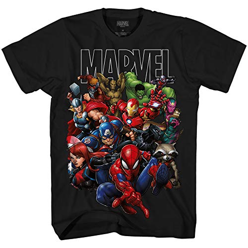 Marvel Avengers Guardians of The Galaxy Team Up All Time Men's Short Sleeve T-Shirt(Black,X-Large)