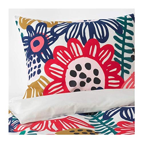 IKEA Sommaraster Duvet Cover and Pillowcases White Multicolor 804.232.94 Size: Full/Queen (Double/Queen)