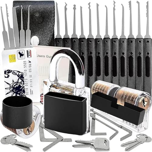 Generic 2024 New Upgraded Version 34 Pcs (Picking) Duty Padlocks Stainless Kits with Same Key Keyed Alike Lock Key Set Waterproof Lock of 40mm Wide Body 2-inch Long Shackle Picks, Gray