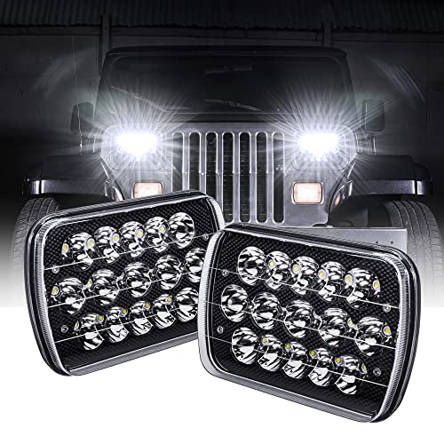 TRUE MODS 7x6 5x7 LED Headlights H6054 H5054 Black [Low/High Sealed Beam] For JEEP Wrangler YJ Cherokee XJ Pickup Truck Van Chevy GMC Ford Toyota Nissan Buick Dodge Plymouth Chevrolet