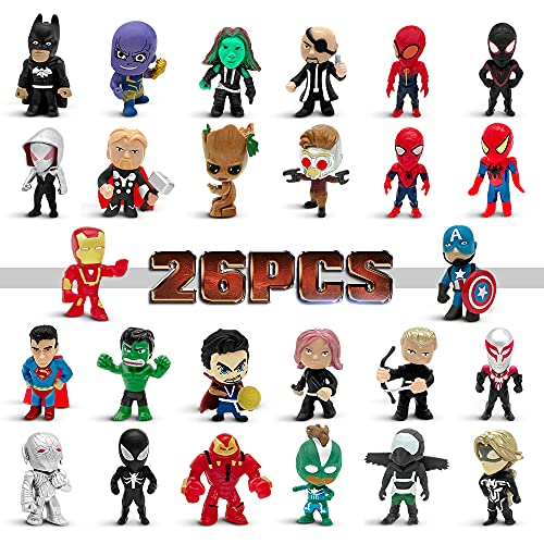 Action Figures, 26 Pcs Super Hero Adventures Ultimate Superhero Set, lasama Mini Figures Toys Set, Ideal for Christmas, Easter Eggs, Hero Cake Toppers, Collectibles, Holiday Party Favors