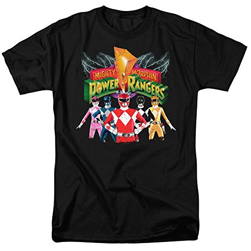 Power Rangers Unite T Shirt & Stickers (Black) Medium