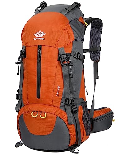 Esup 50L Hiking Backpack Men Camping Backpack with rain cover 45l+5l Lightweight Backpacking Backpack Travel Backpack (Orange)