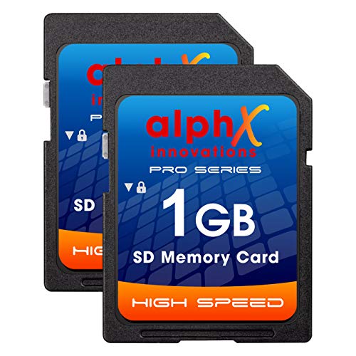 AlphX 1gb SD Secure Digital Memory Cards, Pack of 2 - Compatible with Canon Nikon Sony Pentax Kodak Olympus Panasonic and All Digital Cameras