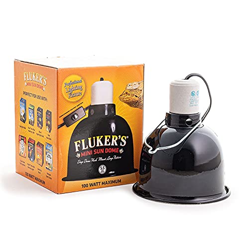 Fluker's 5.5-Inch Deep Dome Reptile Heat Lamp Fixture with Flush Mount, On/Off Switch, for Basking Lizards - Rated for up to 100-Watt Incandescent Heat Lamp for Lizard, Heavy Gauge Polished Aluminum for Increased UVA and UVB Output