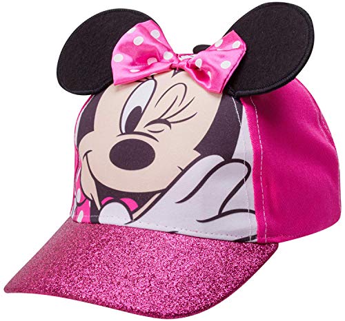 Disney Girls’ Minnie Mouse Glitter Baseball Cap – Minnie Mouse Costume Hat with 3D Ears (2-7), Size Age 4-7, Minnie Mouse Pink
