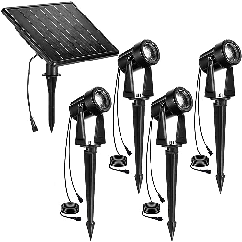 SUNTHIN Solar Landscape Lights 4-in-1, Solar Spot Lights Outdoor Auto On/Off, Waterproof Lanscape Lighting for Yard, Garden, Lawn, Plant, Tree, Wall, Fence (Warm White)