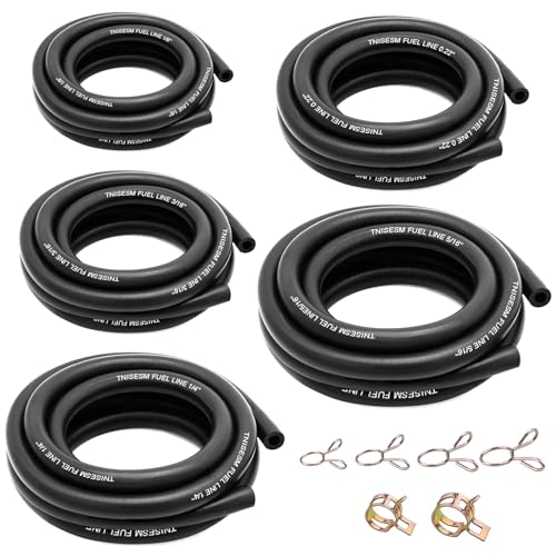 Tnisesm 3.3-Feet Fuel Hose Line - 1/8' 3/16' 0.22' 1/4' 5/16'ID Fuel Line Gas Tube Hose with 40Pcs Clamps for Small Engines Kawasaki EZGO Golf Cart Snowmobile Motorcycle ATV Tractor Lawn Mowers