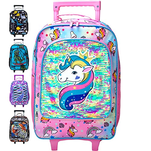 gxtvo Kids Luggage with Wheels for Girls, Unicorn Rolling carry on Suitcase for Toddler Children