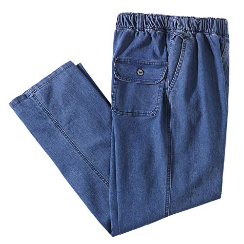 IDEALSANXUN Men’s Jeans with Elastic Waist Casual Relaxed Fit Pajama Jeans (38Wx32L, Light Blue)