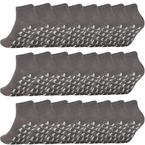 WANZHIHUI 12 Pairs Pilate Grip Socks for Women Anti-Skid Yoga Socks with Grips Hospital Socks Solid Color Bulk Ankle Socks