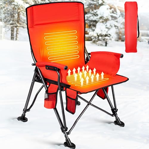 Dreyoo Oversized Heated Chair for Summer & Winter, USB Charging Folding Outdoor Camping Seat with 3 Heat Settings, Supports 300 Lbs, Ideal for Outside Sport Beach Picnics (Battery Pack Not Included)