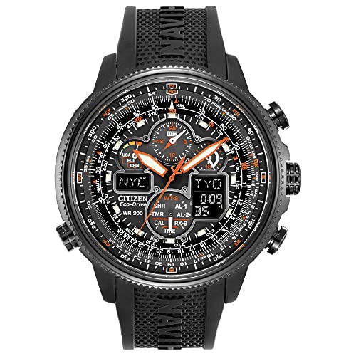Citizen Men's Promaster Navihawk Eco-Drive Pilot Watch, Atomic Timekeeping, Chronograph, Power Reserve Indicator, Luminous, Anti-Reflective Crystal, Black Rubber Strap (Model: JY8035-04E)