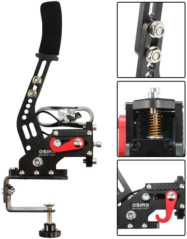 OSIAS 64Bit PC USB HandbrakeWith Clamp for Racing Games Logitech T500 G25/G27/G29 T500 T300 FANATECOSW Dirt Rally 2/4,LFS, Project CARS 2/3, Assetto Corsa, WRC 7/8/9,Forza Horizon 4/5