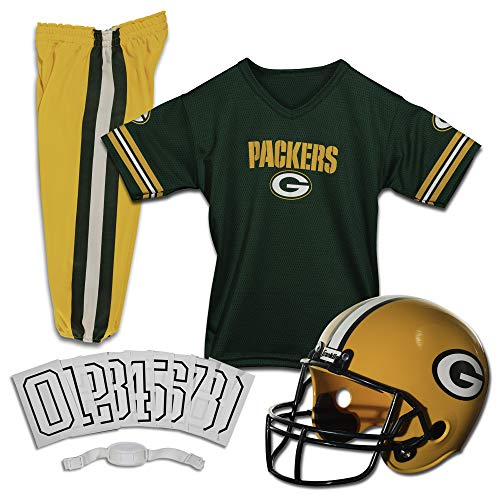 Franklin Sports Green Bay Packers Kids NFL Uniform Set - Youth NFL Team Jersey, Helmet, Pants + Apparel Costume - Official NFL Gear -Youth Medium