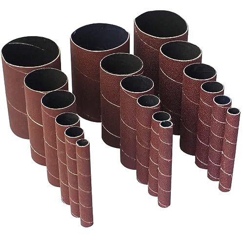 18 Pack Spindle Sander Sleeves, Sanding Sleeves for Oscillating Sander, 80 150 240 Assorted Grit Sandpaper, 4-1/2' Length, 1/2',3/4',1',1-1/2', 2', 3' Diameter